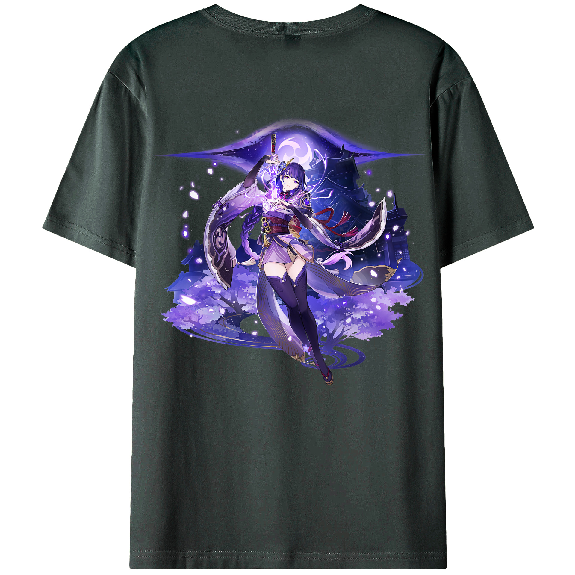 げんし神 雷電将軍 らいでんしょうぐん genshin Raiden Shogun 綿100％ メンズ半袖Tシャツ（バックプリント） 通気性